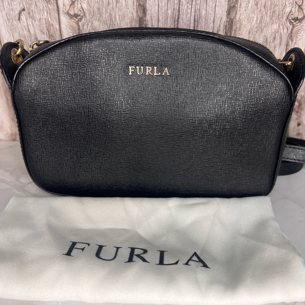 FURLA Black Saffiano crossbody bag